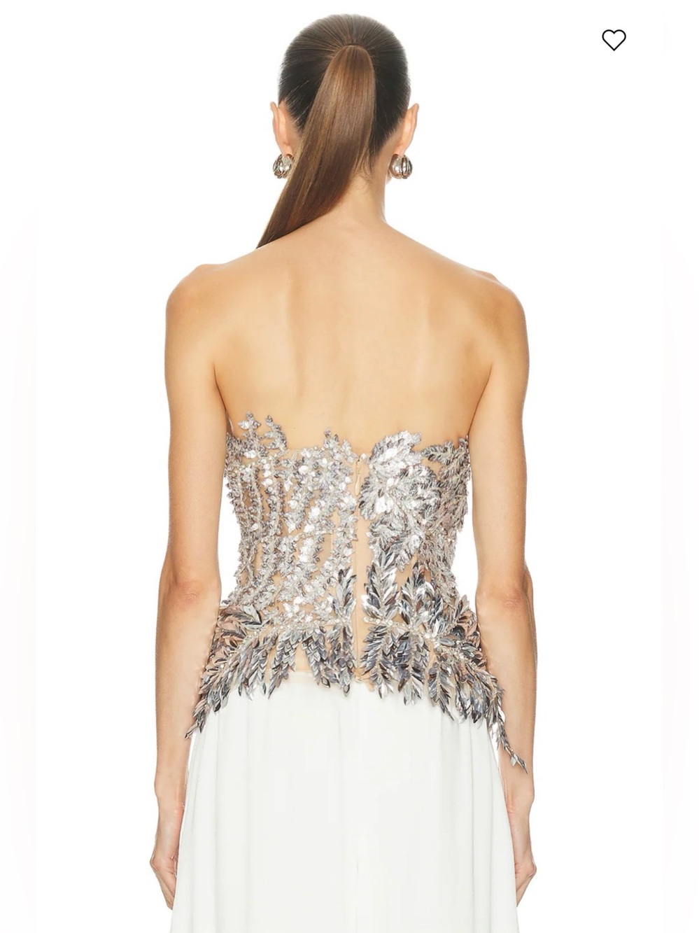 Oscar de la Renta - Strapless Fern Embroidered Top in Silver - Size 2 worn once! - Picture 4 of 6